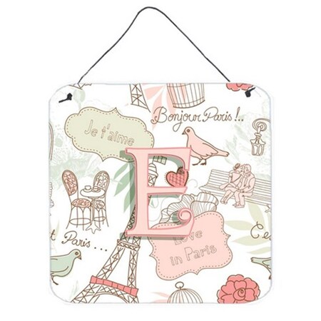 Carolines Treasures Letter E Love In Paris Pink Wall and Door Hanging Prints CJ2002-EDS66